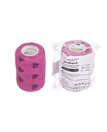 Vitammy Autoband Elastyczny bandaż kohezyjny serduszka fioletowe 7,5 cm x 4,5 m, 1 sztuka - Przeznaczony do mocowania opatrunków