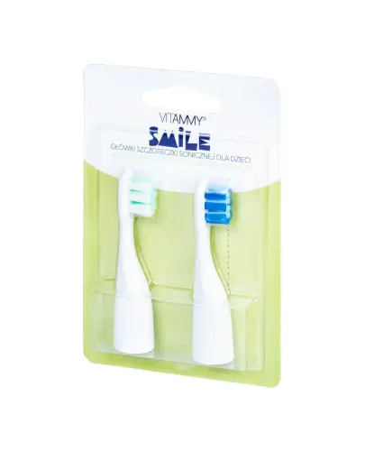 Vitammy Smile Końcówki do szczoteczki niebiesko-zielone, 2 sztuki - Miękkie włosie zapewnia delikatną higienę jamy ustnej