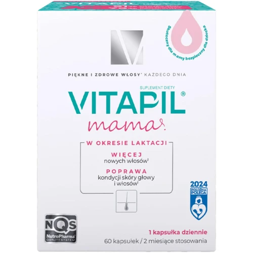 Vitapil Mama, 60 kapsułek - Z biotyną, selenem i cynkiem, które pomagają zachować zdrowe włosy, dla mam karmiących piersią