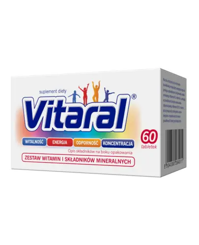 Vitaral, 60 tabletek - Suplement diety z witaminami i minerałami dla osób dorosłych