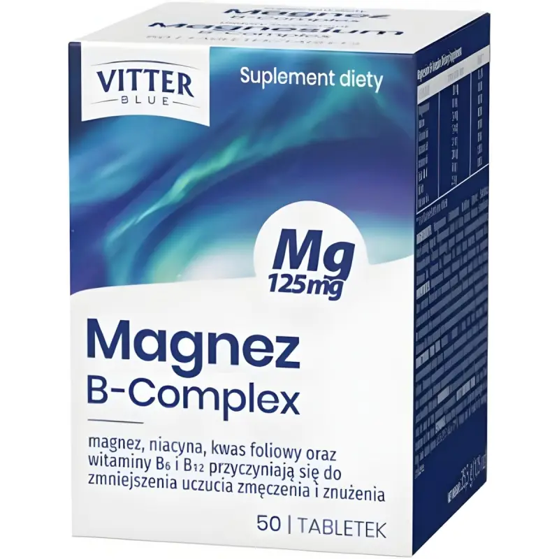 Vitter Blue Magnez B-Complex, 50 tabletek - Ze składnikami, które wspomagają układ nerwowy