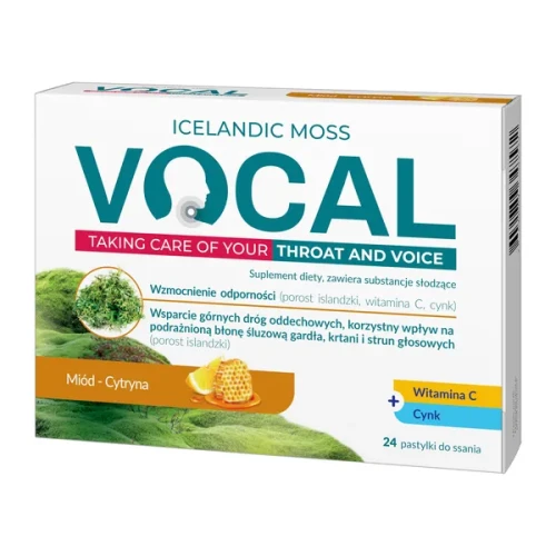 Vocal miód-cytryna, 24 pastylki do ssania - Naturalny smak miodu i cytryny