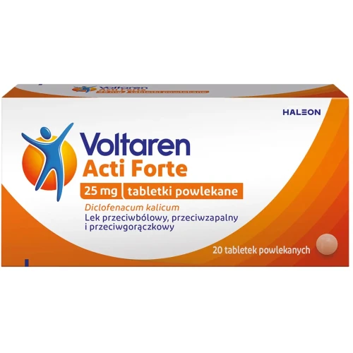 Voltaren Acti Forte 25 mg, 20 tabletek powlekanych - Działanie przeciwbólowe, przeciwgorączkowe, przeciwzapalne