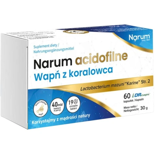Narum acidofilne Wapń z koralowca, 60 kapsułek - Wapń z probiotykiem