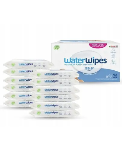 WaterWipes Bio Chusteczki nawilżane dla niemowląt, 12 x 60 sztuk - Dla skóry wrażliwej i podatnej na podrażnienia od pierwszych dni życia
