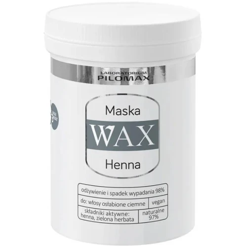Wax Pilomax Henna, maska nawilżająca do włosów niefarbowanych, 240 ml - Maska regenerująca do skóry głowy i włosów suchych i zniszczonych