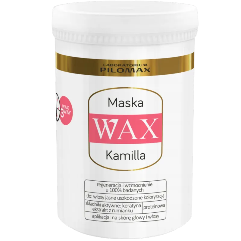 Wax Pilomax Kamilla, maska  do włosów farbowanych jasnych, 480 ml  - Regeneruje włosy suche poddawane zabiegom koloryzacji 