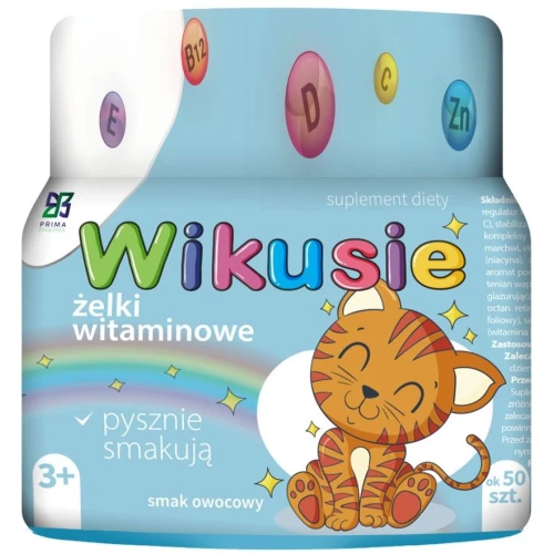 Wikusie Żelki witaminowe, 50 żelek - Owocowa formuła wspierająca codzienną dietę dzieci
