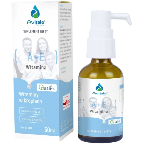 Avitale Witamina A+E QualiE Krople, 30 ml - Dla prawidłowego widzenia i ochrony przeciwrodnikowej