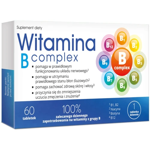 Witamina B Complex, 60 tabletek - Uzupełnia niedobory witamin z grupy B
