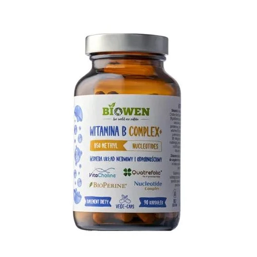 Biowen Witamina B Complex +, 90 kapsułek - Kompleks witamin B z metylowanymi formami, TMG, choliną i nukleotydami