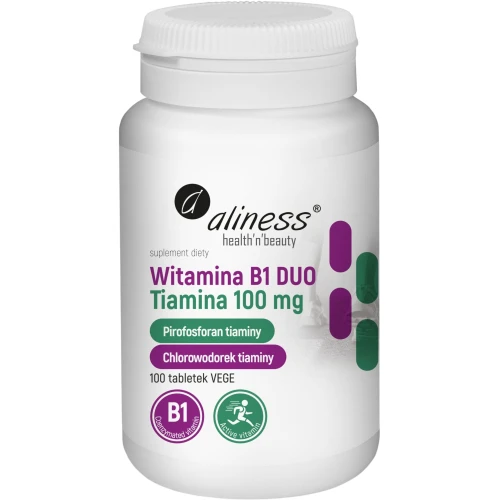 Aliness Witamina B1 (Tiamina) DUO 100 mg, 100 tabletek - Dwie formy tiaminy w jednej tabletce