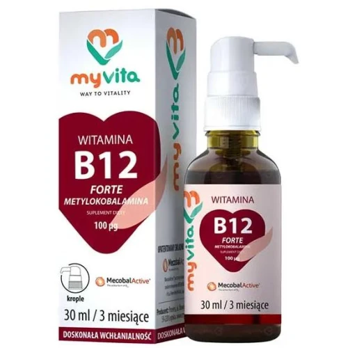 MyVita Witamina B12 100 mcg, krople 30 ml - Metylokobalamina – aktywna forma witaminy B12
