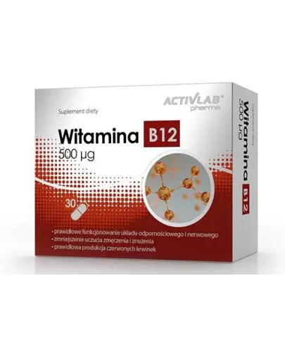 Witamina B12 Activlab Pharma 500mg, 30 kapsułek  - Suplement diety z witaminą B12