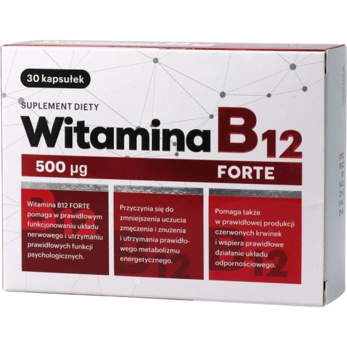 Witamina B12 Forte Puwer, 30 kapsułek - Wspiera prawidłowe funkcjonowanie układu nerwowego