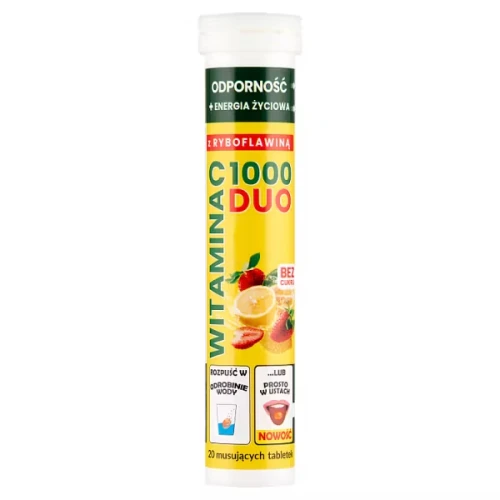 Witamina C 1000 Duo, 20 tabletek musujących - Witamina C i B2 dla wsparcia odporności i dodatkowej energii