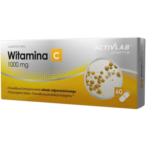 ActivLab Pharma Witamina C 1000 mg, 60 kapsułek - Wspiera odporność, poprawia przyswajanie żelaza, oraz prawidłową produkcję kolagenu