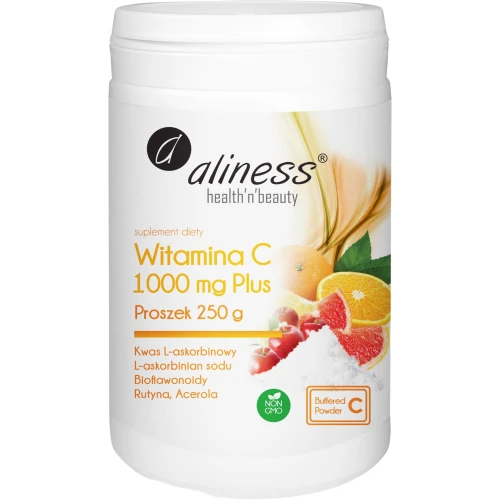 Aliness Witamina C 1000 Buforowana Plus Proszek, 250 g - Wsparcie odporności