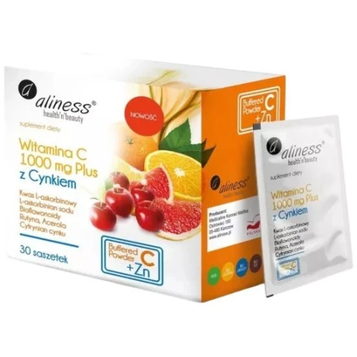 Aliness Witamina C 1000 mg z Cynkiem Plus, 30 saszetek - Kompleksowe wsparcie odporności