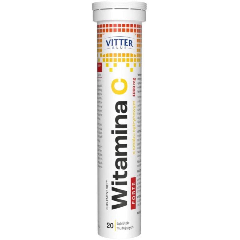 Vitter Blue Witamina C Forte, 1000 mg smak cytrynowy, 20 tabletek musujących  - Witamina C dla osób dorosłych
