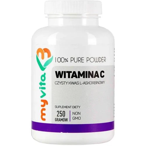 MyVita Witamina C 1000 mg, proszek 250 g - 100% czysty kwas L-askorbinowy – wspiera odporność i produkcję kolagenu