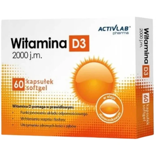 ActivLab Pharma Witamina D3 2000 j.m. 60 kapsułek - Wsparcie prawidłowego funkcjonowania układu odpornościowego
