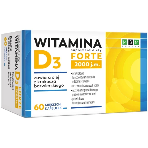Witamina D3 Forte 2000 j.m., 60 kapsułek - Wysoka dawka witaminy D dla osób dorosłych