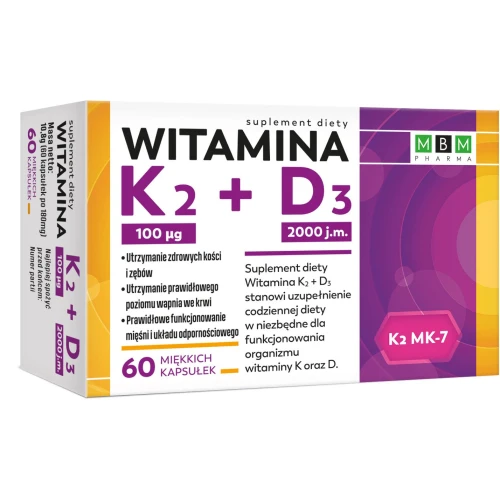 Witamina K2 + D3, 60 kapsułek - Dla osób po 75. roku życia