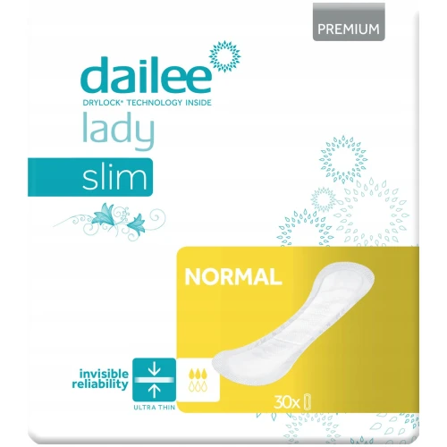Dailee Lady Premium Slim Normal, wkładki urologiczne,  30 sztuk - Dla kobiet aktywnych z problemem lekkiego nietrzymania moczu
