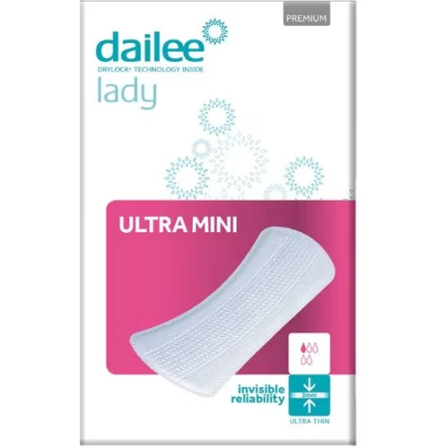 Dailee Lady Premium Slim Ultra Mini, wkładki urologiczne, 28 sztuk - Dla kobiet aktywnych z problemem kropelkowego nietrzymania moczu
