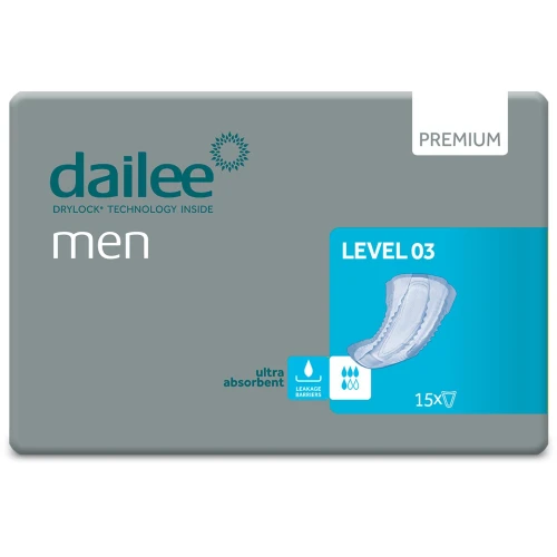 Dailee Men Premium Level 03, wkładki urologiczne, 15 sztuk - Dla mężczyzn z problemem lekkiego nietrzymania moczu