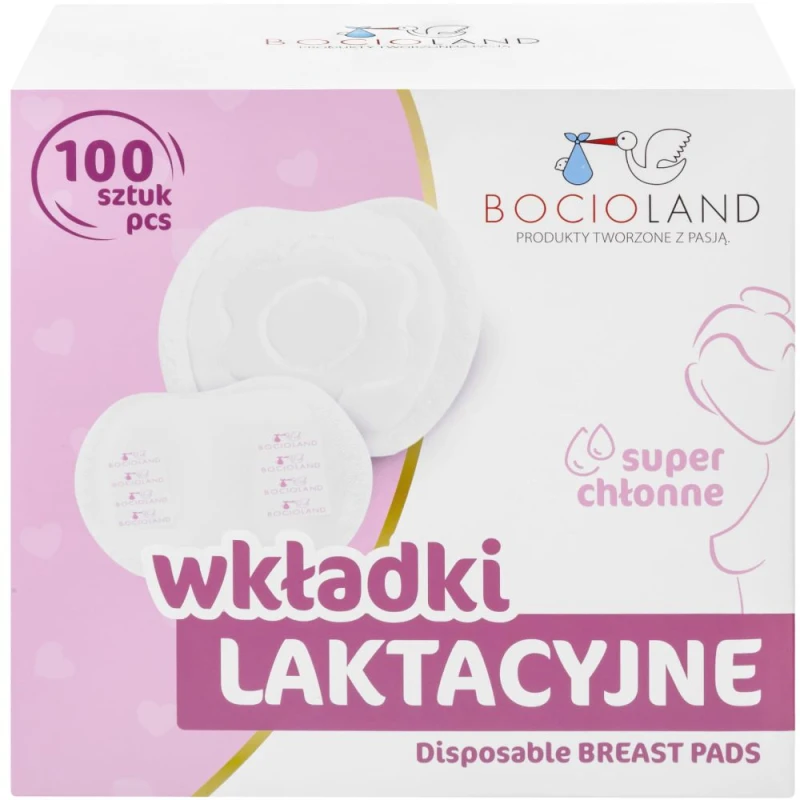 Bocioland Wkładki laktacyjne, 100 sztuk - Chłonne wkładki do biustonosza dla kobiet karmiących