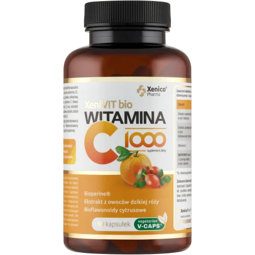 XeniVIT Bio Witamina C 1000, 90 kapsułek - Witamina C z ekstraktem z dzikiej róży i gorzkiej pomarańczy