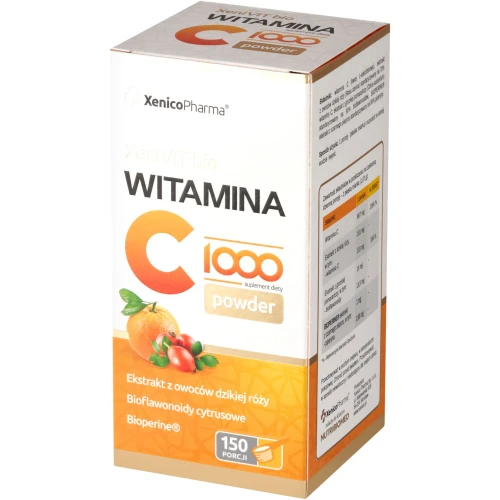 XeniVIT Bio Witamina C 1000 Powder, 150 porcji - Naturalna witamina C wzbogacona o BIOPERINE
