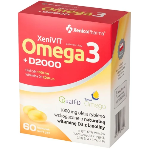 XeniVIT Omega3 D2000, 60 kapsułek - Z Omega-3 i Witaminą D3
