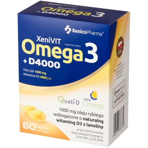 XeniVIT Omega3 D4000, 60 kapsułek - Dla wsparcia serca, mięśni i odporności