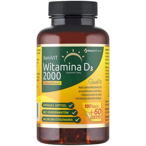 XeniVIT Witamina D 2000, 240 kapsułek - Witamina D w kapsułkach, w dawce dla osób dorosłych