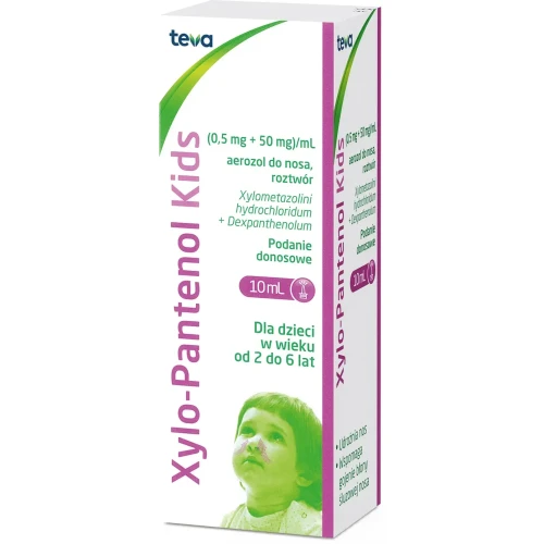 Xylo-Pantenol Kids aerozol do nosa, 10 ml - Aerozol do nosa, który zmniejsza obrzęk błony śluzowej nosa i ochronnia błonę śluzową