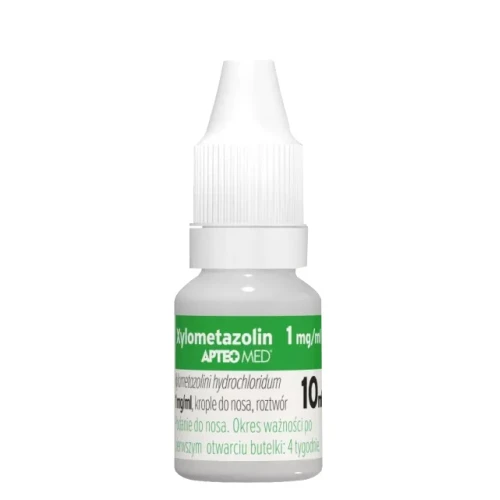 Xylometazolin Apteo Med 1 mg/ml Krople do nosa, 10 ml - Na katar, zatoki i alergiczny nieżyt nosa – dla dorosłych i młodzieży powyżej 12 lat