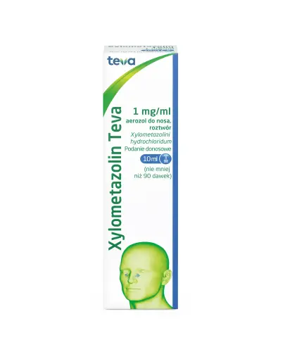 Xylometazolin Teva 1 mg/ml aerozol do nosa, 10 ml - Aerozol stosowany do krótkotrwałego leczenia objawów niedrożności nosa