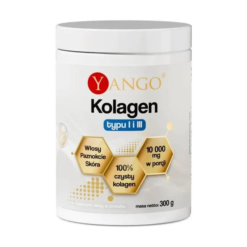 Yango Kolagen Typu I i III, proszek 300 g - Wspiera zdrowie skóry, włosów, paznokci