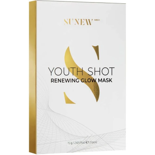 SunewMed+ Youth Shot regenerująca maska do twarzy, 3 sztuki - Z peptydami, skwalanem i ekstraktami roślinnymi