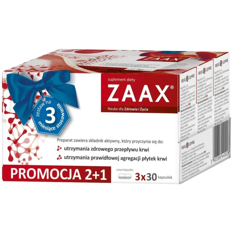 Zaax, 3 x 30 kapsułek - Wsparcie prawidłowego sklejania płytek krwi