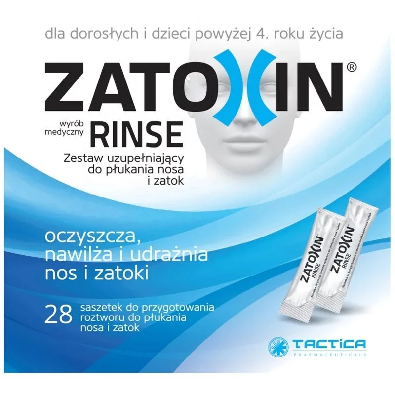 Zatoxin Rinse Zestaw uzupełniający do płukania nosa i zatok, 28 saszetek - Oczyszcza i udrażnia