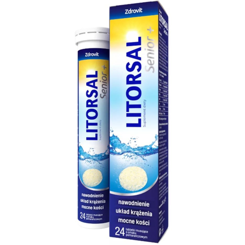 Zdrovit Litorsal Senior+, tabletki musujące 24 sztuki - Uzupełnienie niezbędnych elektrolitów