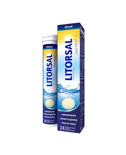 Zdrovit Litorsal Senior+, tabletki musujące 24 sztuki - Uzupełnienie niezbędnych elektrolitów