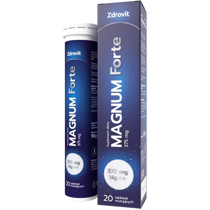 Zdrovit Magnum Forte 375 mg, 20 tabletek musujących - Tabletki musujące o smaku cytrynowym z magnezem i witaminą B6