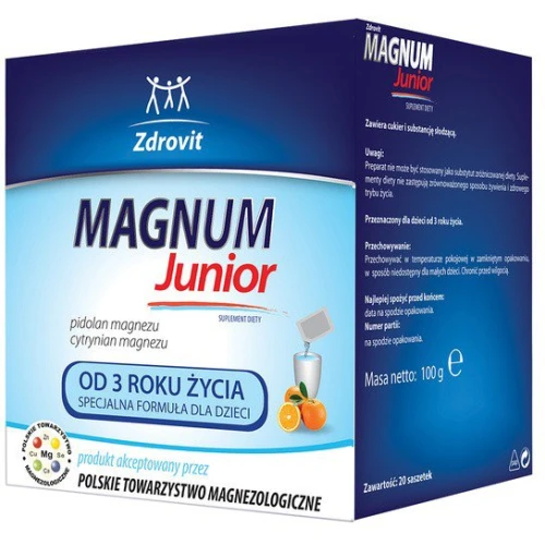 Zdrovit Magnum Junior, 20 saszetek - Magnez w saszetkach dla aktywnych dzieci