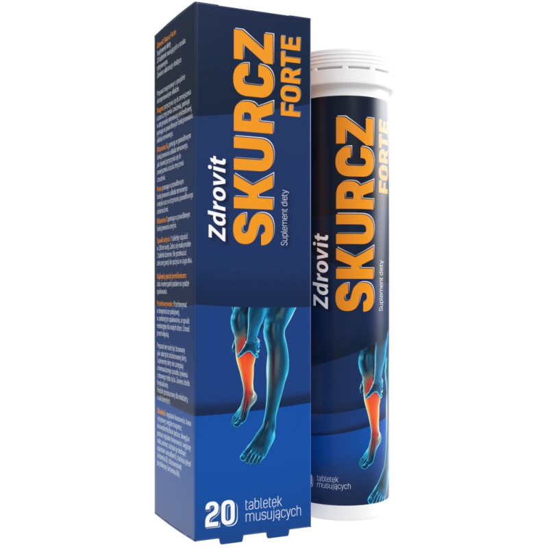 Zdrovit Skurcz Forte, 20 tabletek musujących - Suplement diety z magnezem, potasem i witaminami