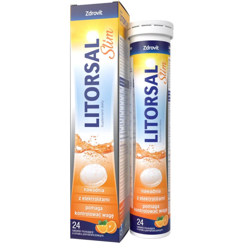 Zdrovit Litorsal Slim, 24 tabletki musujące - Elektrolity z chromem i ekstraktem z gorzkiej pomarańczy